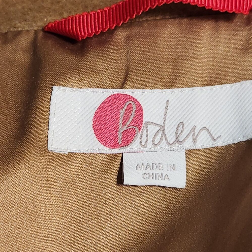 Boden Long Camel Coat with Red Panel Back - Picture 10 of 13